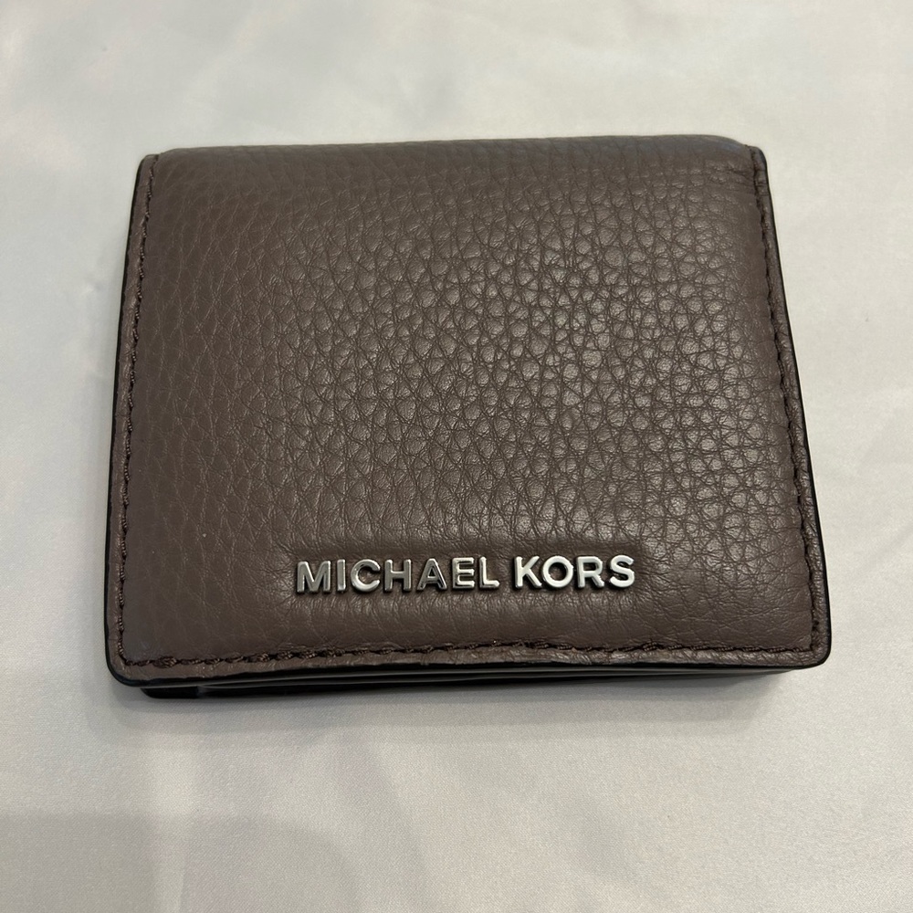 Michael Kors Brown Pebbled Leather Compact Wallet